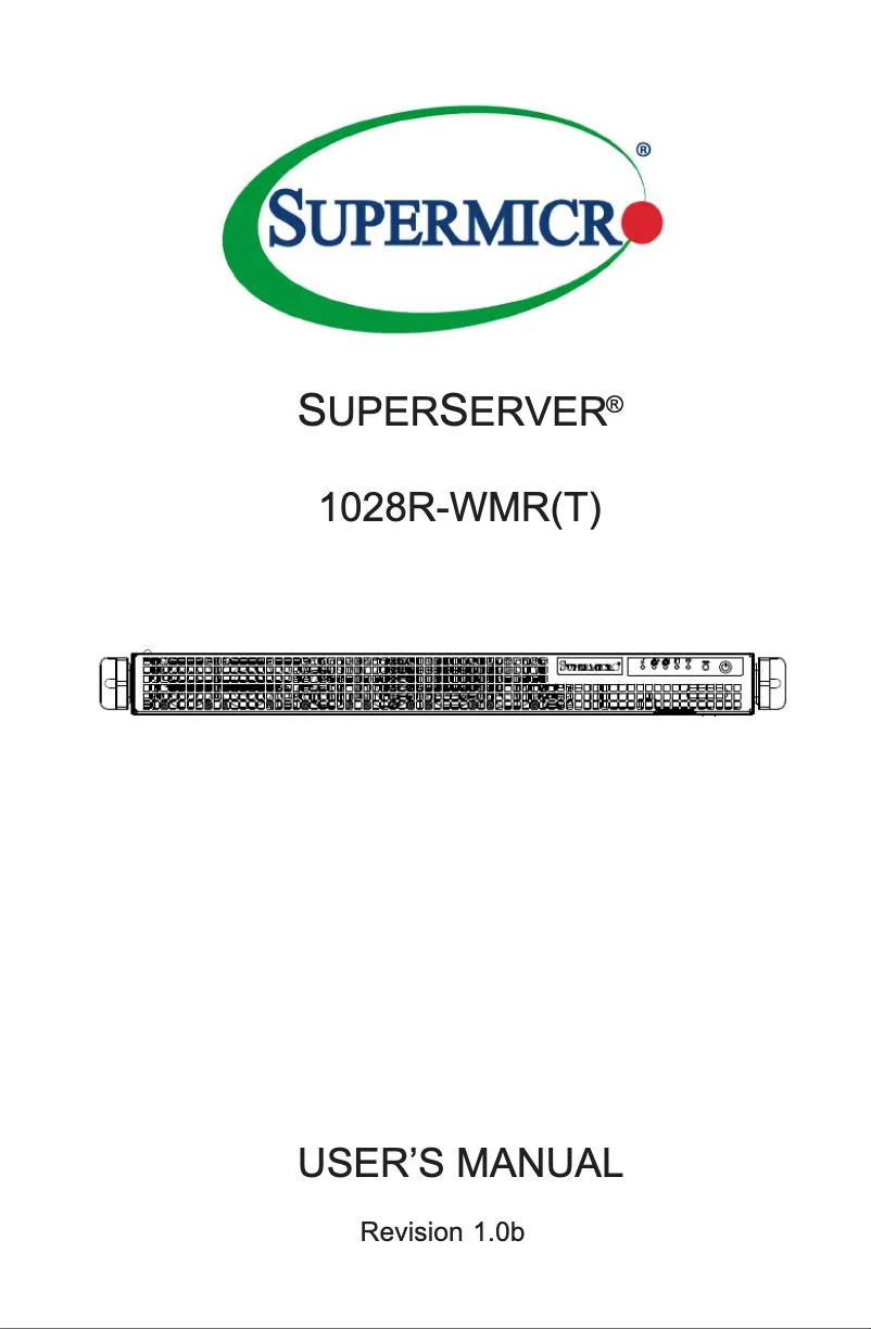 Page 1 de la notice Manuel utilisateur Supermicro SuperServer 1028R-WMRT