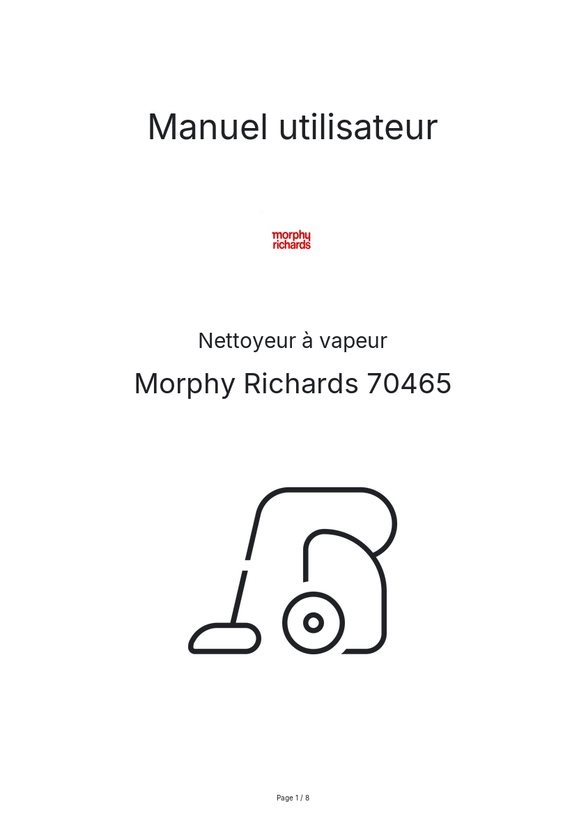 Page n°1 - Manuel utilisateur Morphy Richards 70465
