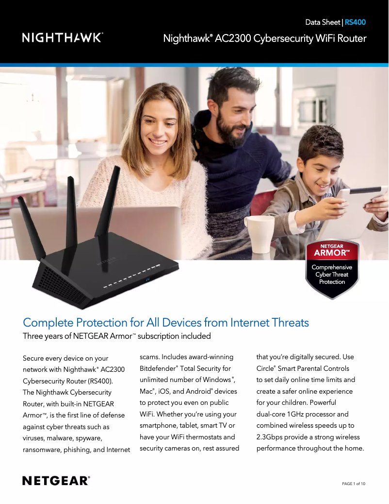 Page 1 de la notice Fiche technique Netgear Nighthawk RS400