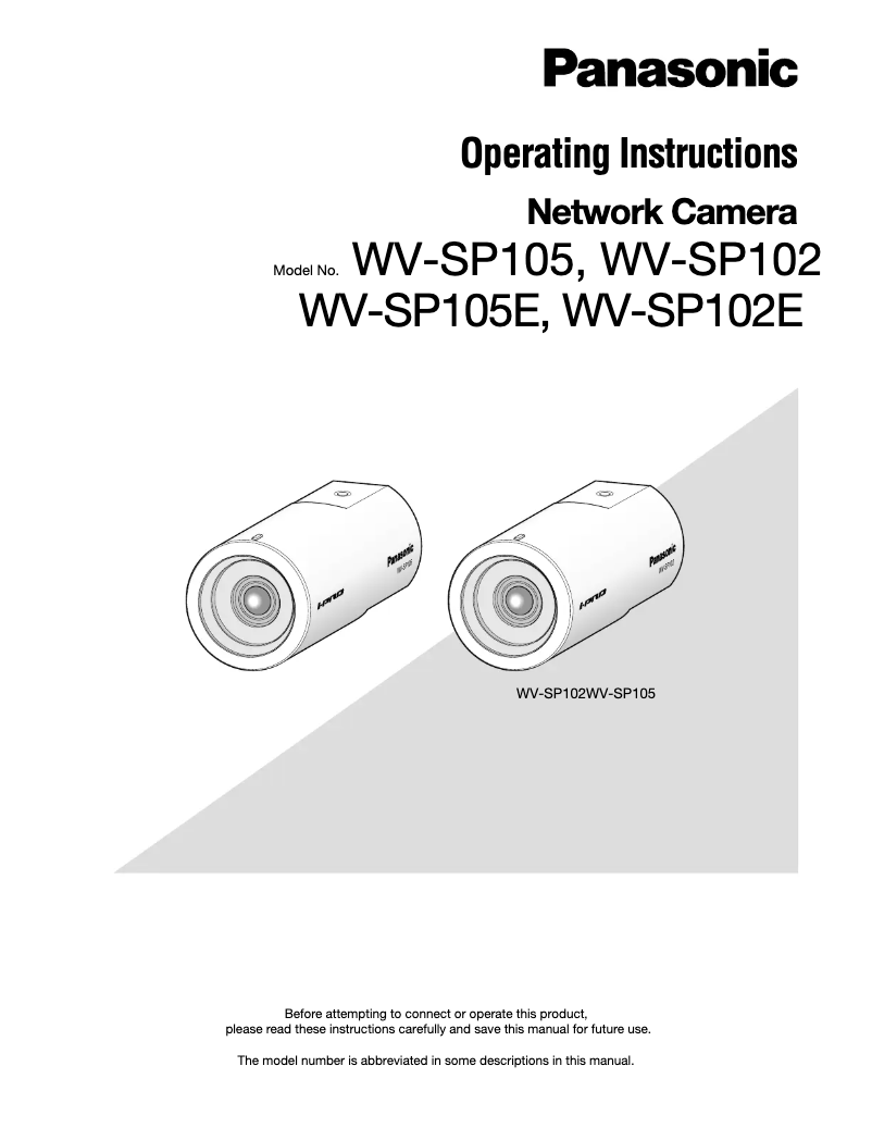 Image de la première page du manuel de l'appareil WV-SP102
