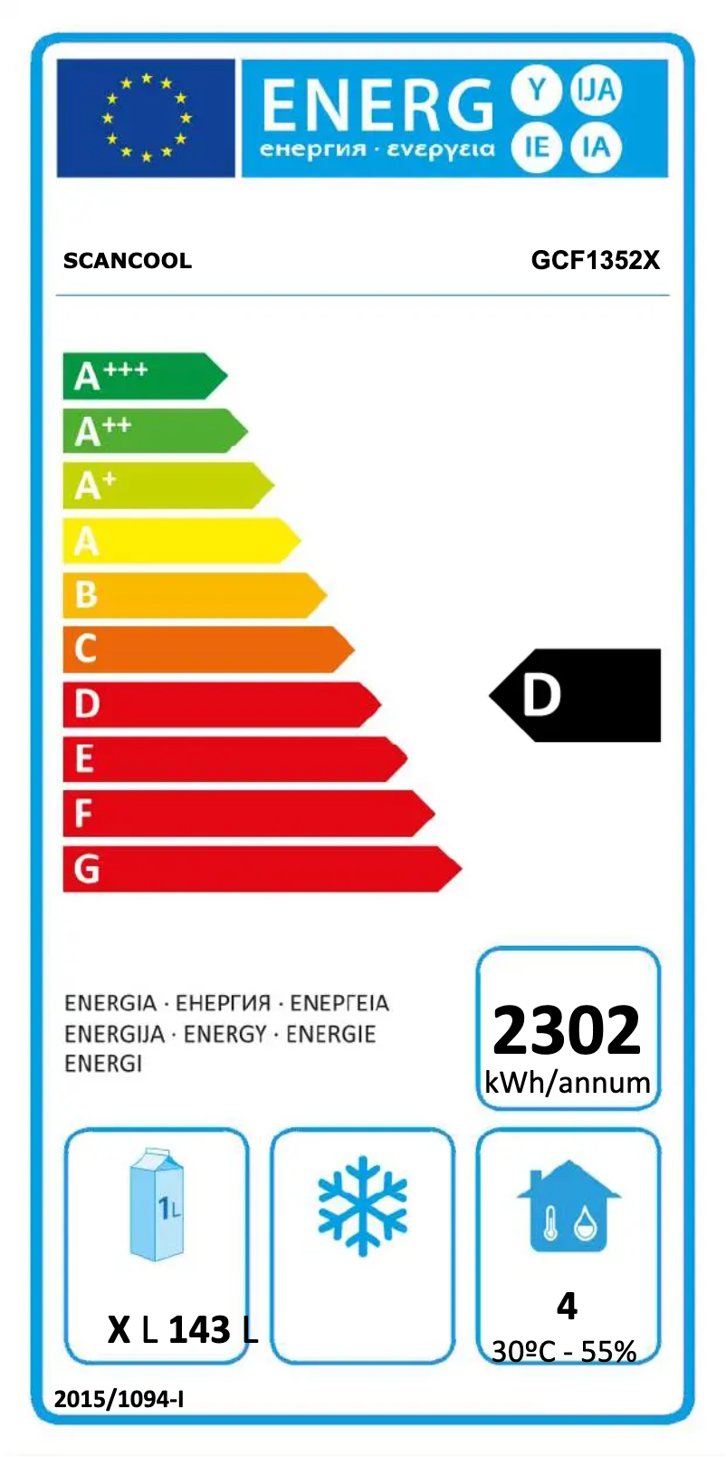 Page n°1 - Label énergétique Scancool GCF1352X