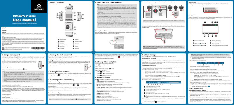 Image de la première page du manuel de l'appareil MiVue 720