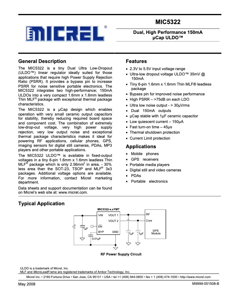 Página 1 del manual Manual de usuario Microchip MIC5322
