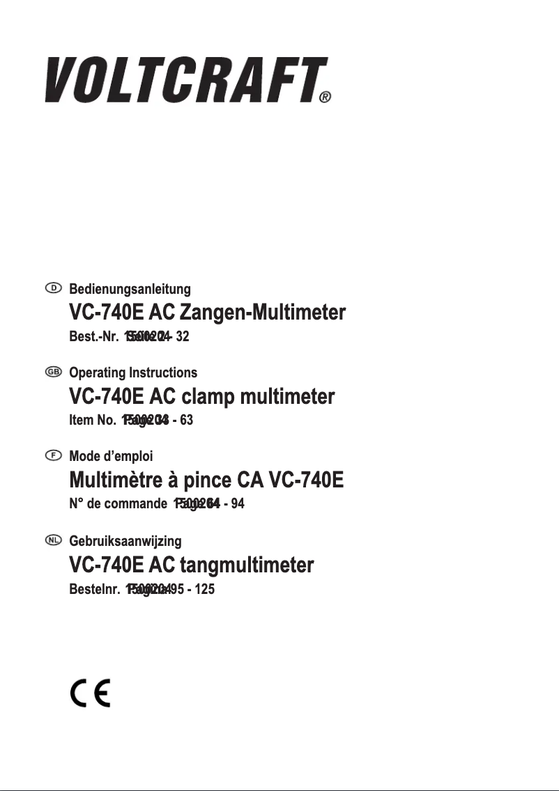 Page n°1 - Manuel utilisateur Voltcraft VC-740