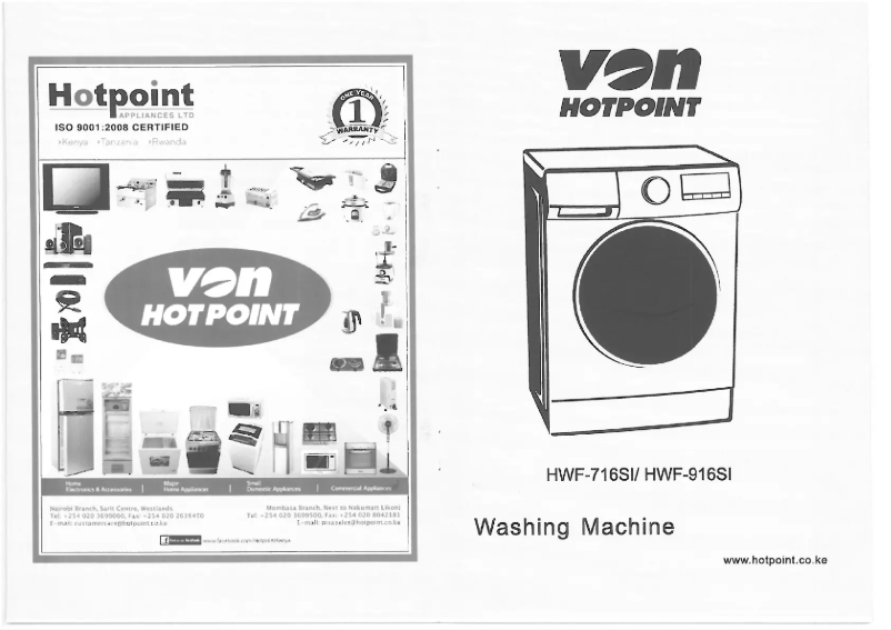 Page 1 de la notice Manuel utilisateur Von Hotpoint HWF-716SI