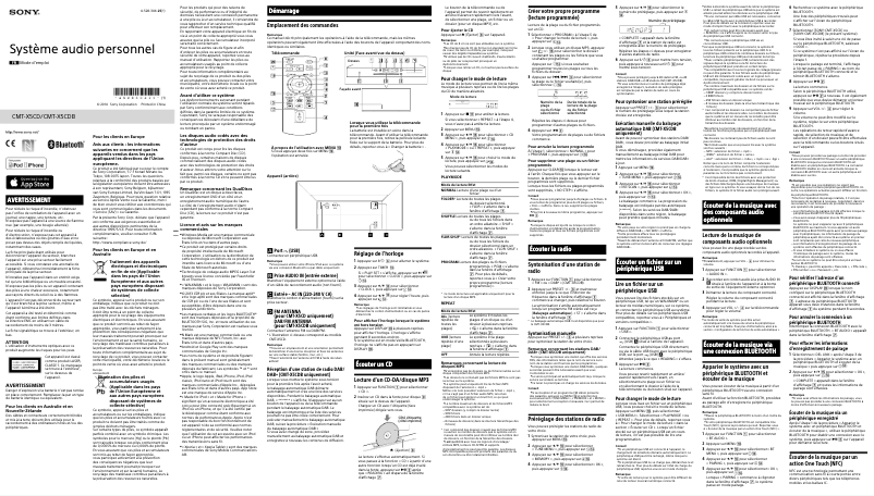 Page 1 de la notice Manuel utilisateur Sony CMT-X5CDB