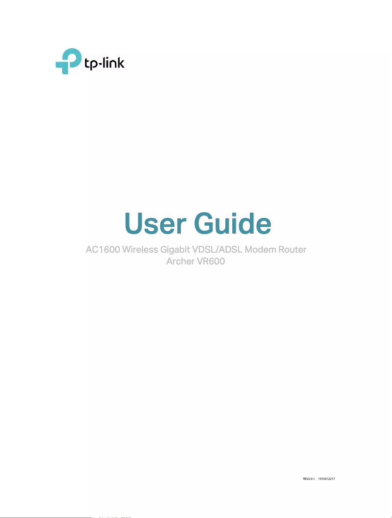 Page n°1 - Manuel utilisateur TP-Link Archer VR600b