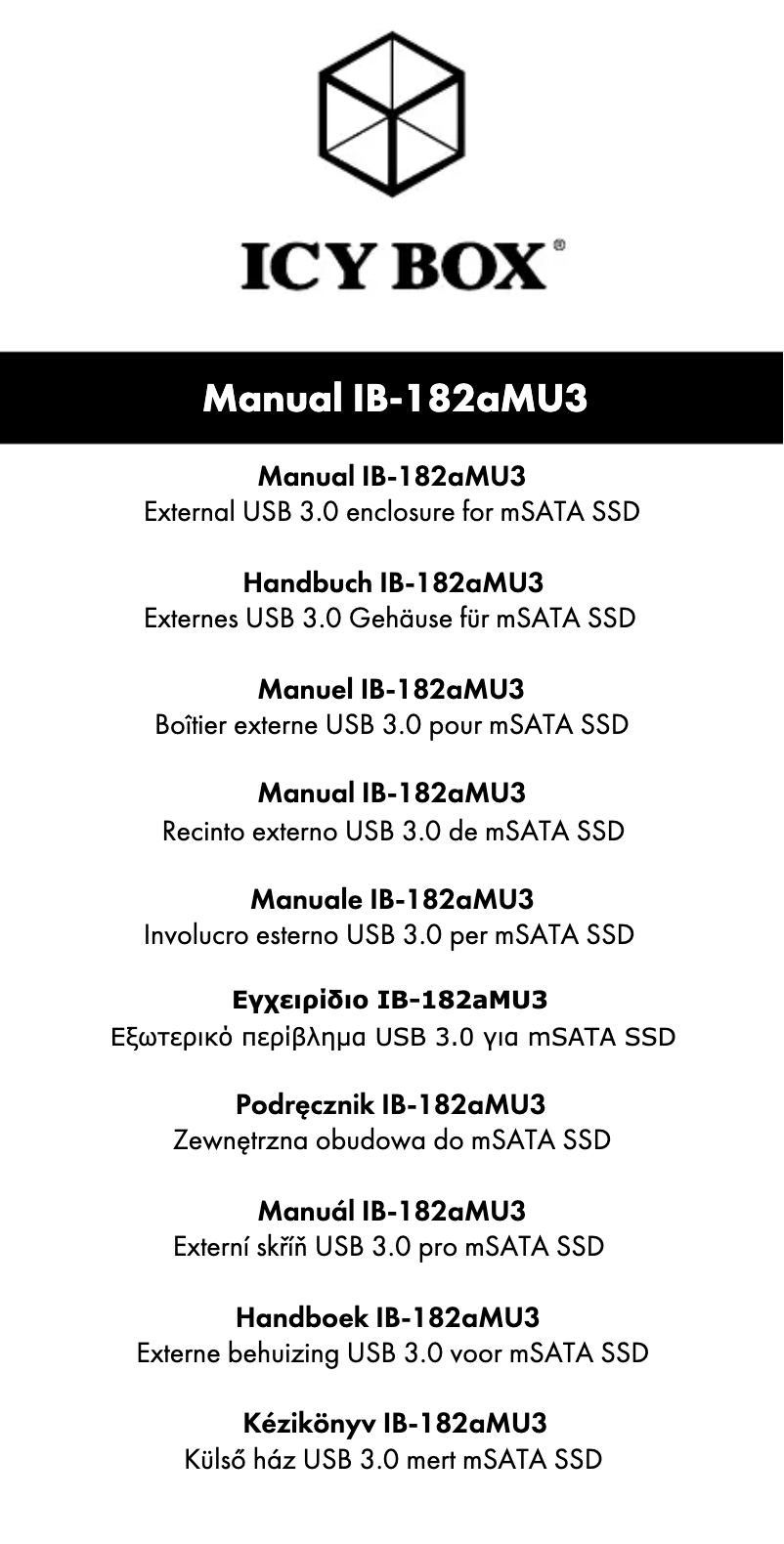Page n°1 - Manuel utilisateur Icy Box IB-182aMU3