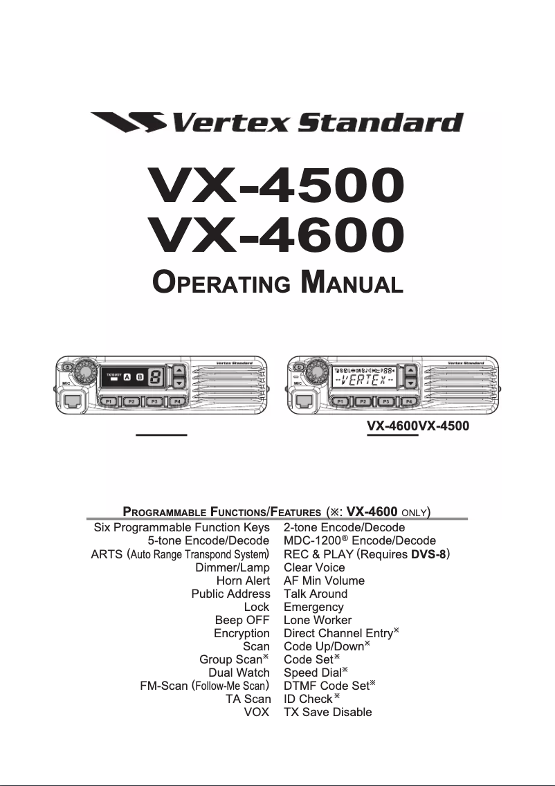 Image de la première page du manuel de l'appareil VX-4600
