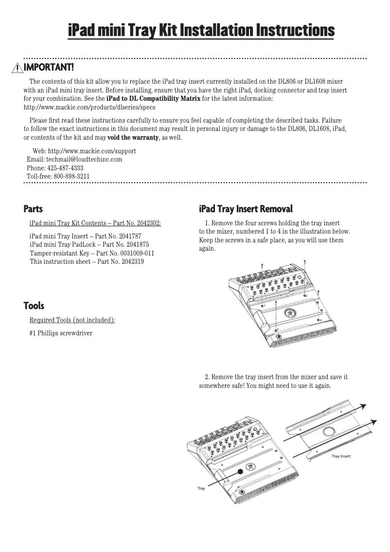 Page 1 de la notice Guide d'installation Mackie DL1608
