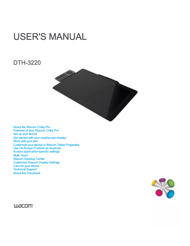 Image de la première page du manuel de l'appareil Cintiq Pro 32 Pen & Touch