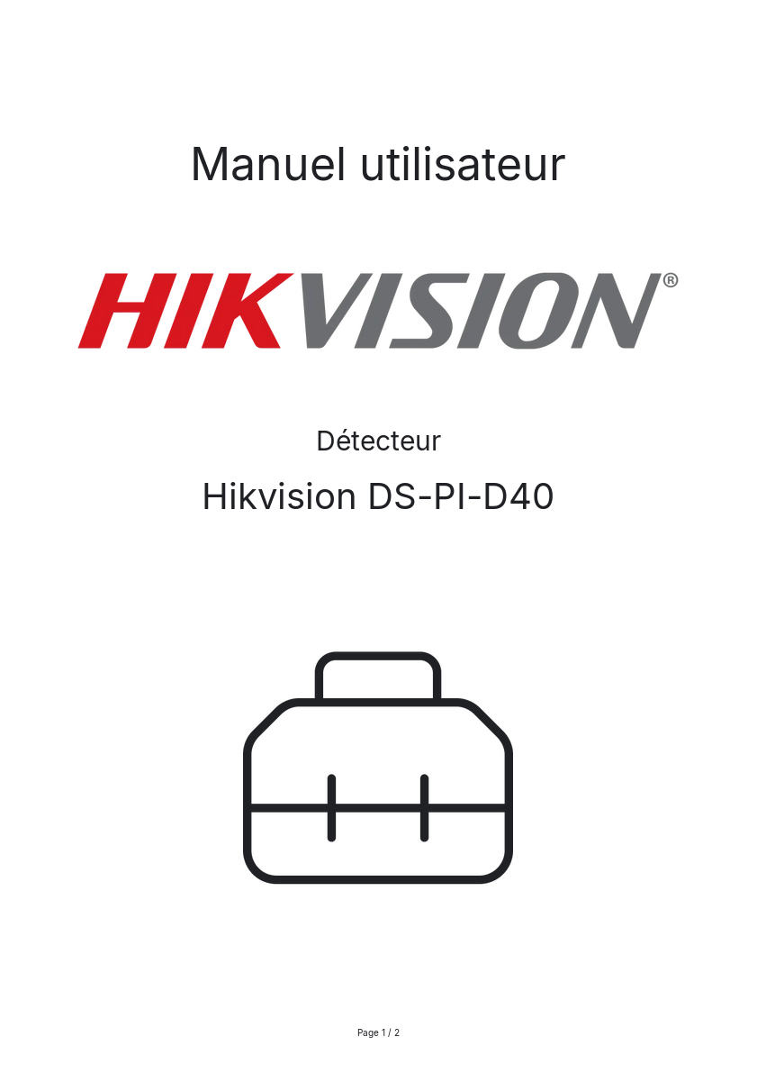 Image de la première page du manuel de l'appareil DS-PI-D40