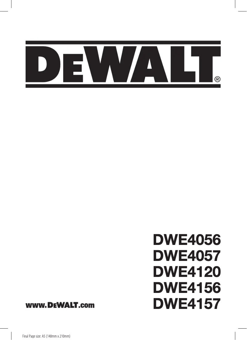 Page 1 de la notice Manuel utilisateur DeWalt DWE4156