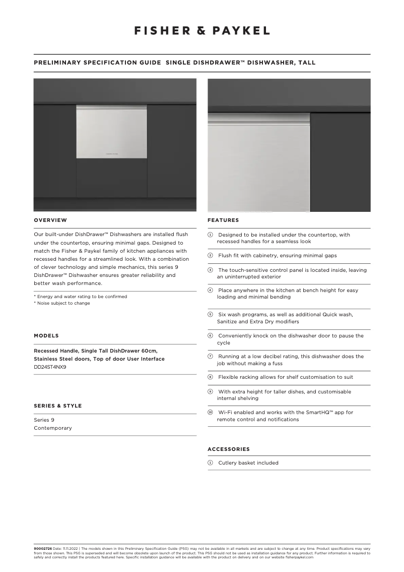Page n°1 - Fiche technique Fisher & Paykel DD24ST4NX9