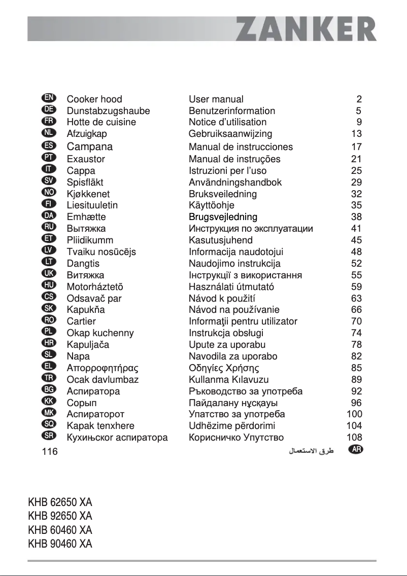 Page 1 de la notice Manuel utilisateur Zanker KHB60460XA