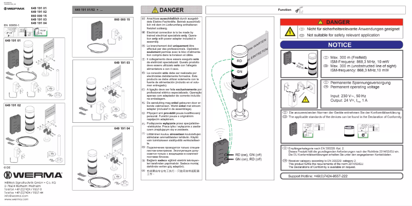 Page 1 de la notice Manuel utilisateur Werma 64919101
