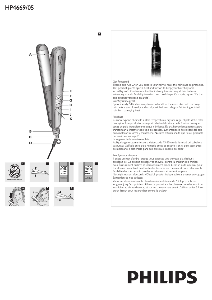 Page 1 de la notice Manuel utilisateur Philips SalonStraight Pro HP4669