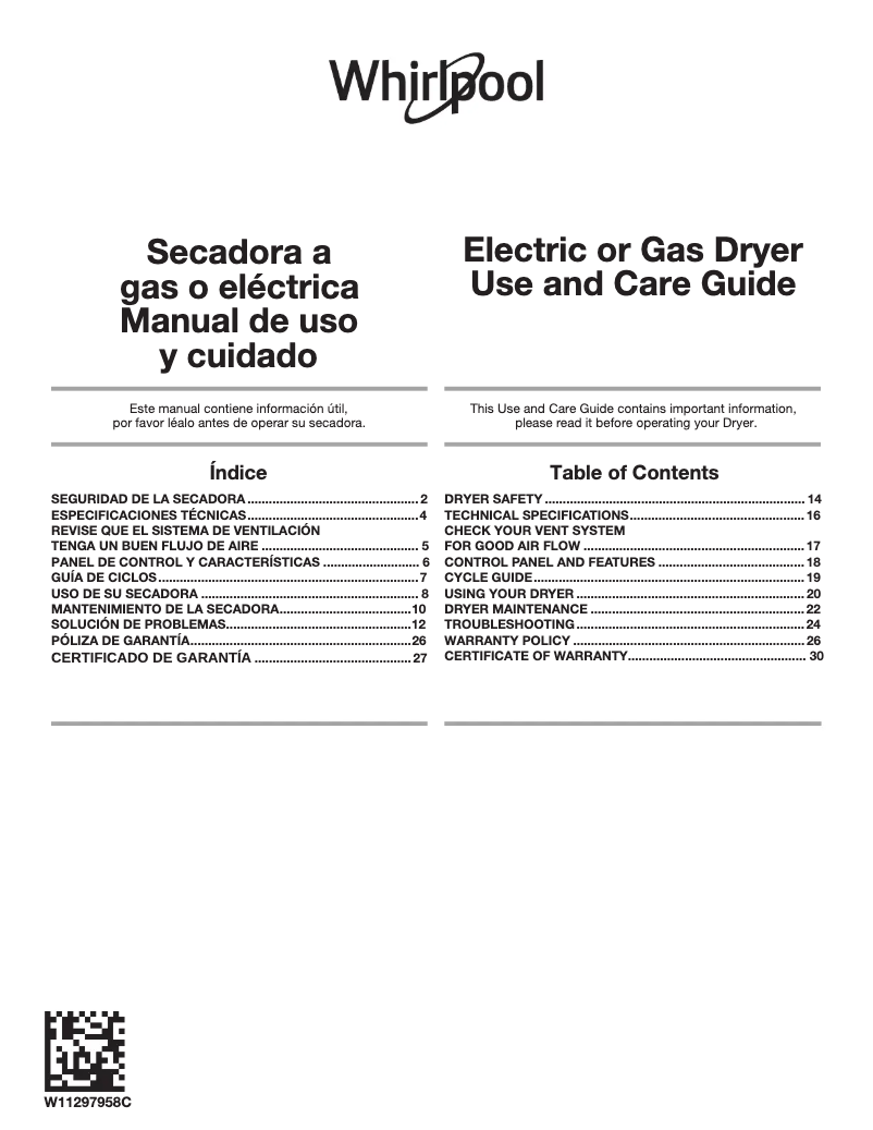 Image de la première page du manuel de l'appareil 7MWED1730JQ