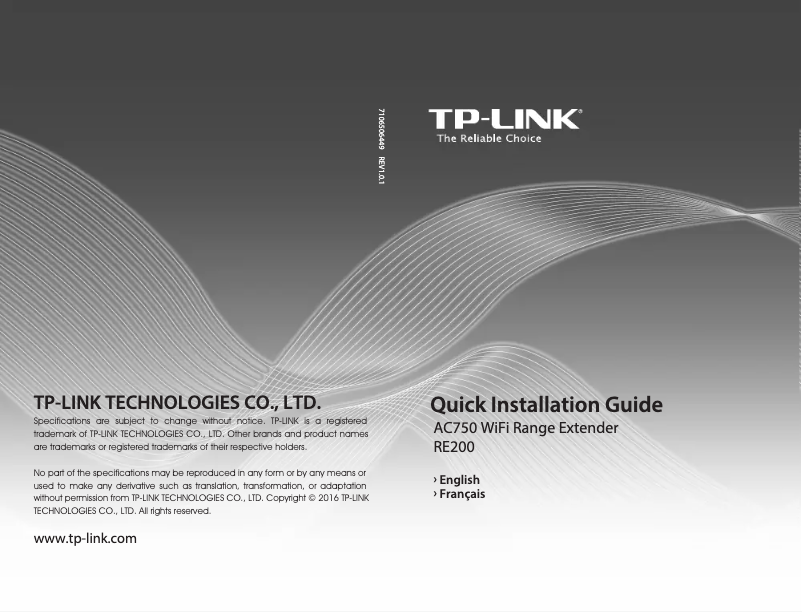 Page n°1 - Guide d'installation TP-Link RE200
