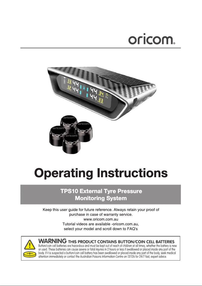 Page n°1 - Manuel utilisateur Oricom TPS10-4E
