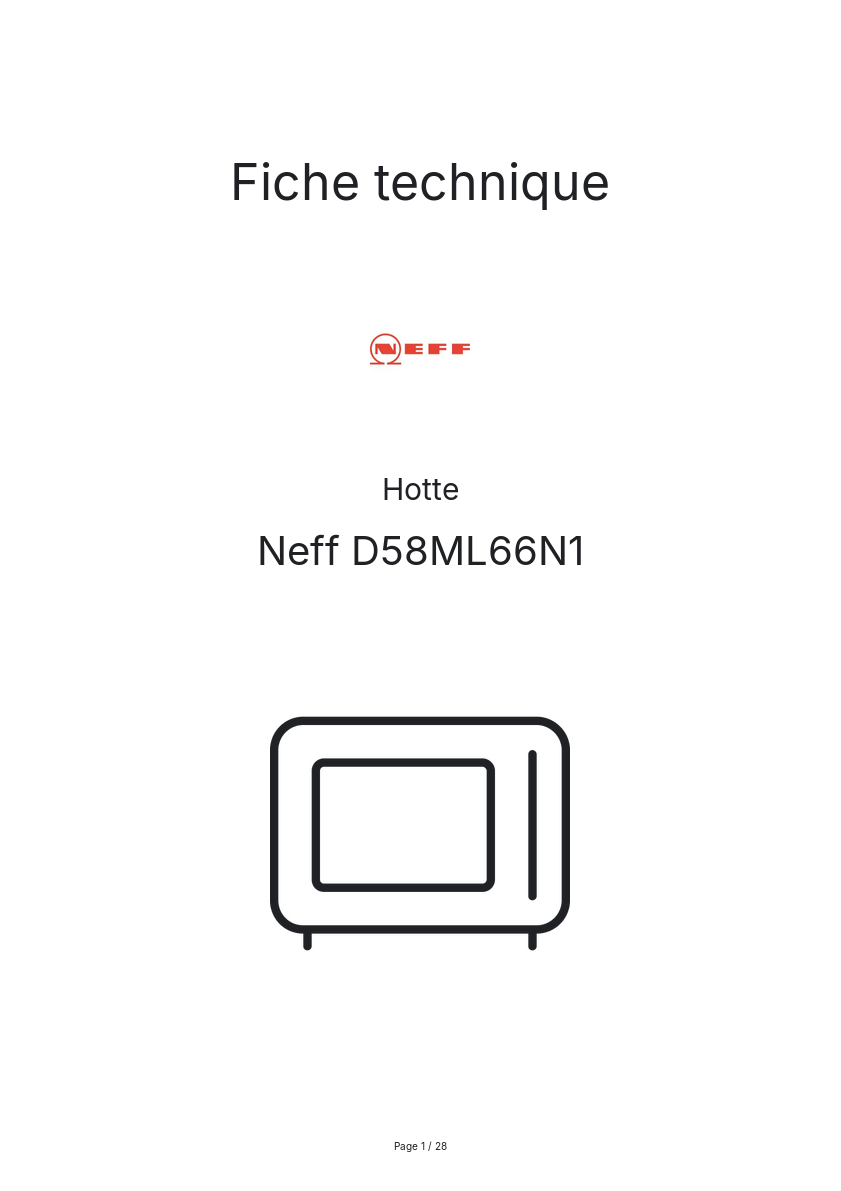 Page n°1 - Fiche technique Neff D58ML66N1