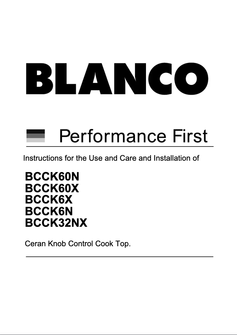 Page n°1 - Manuel utilisateur BLANCO BCCK6N