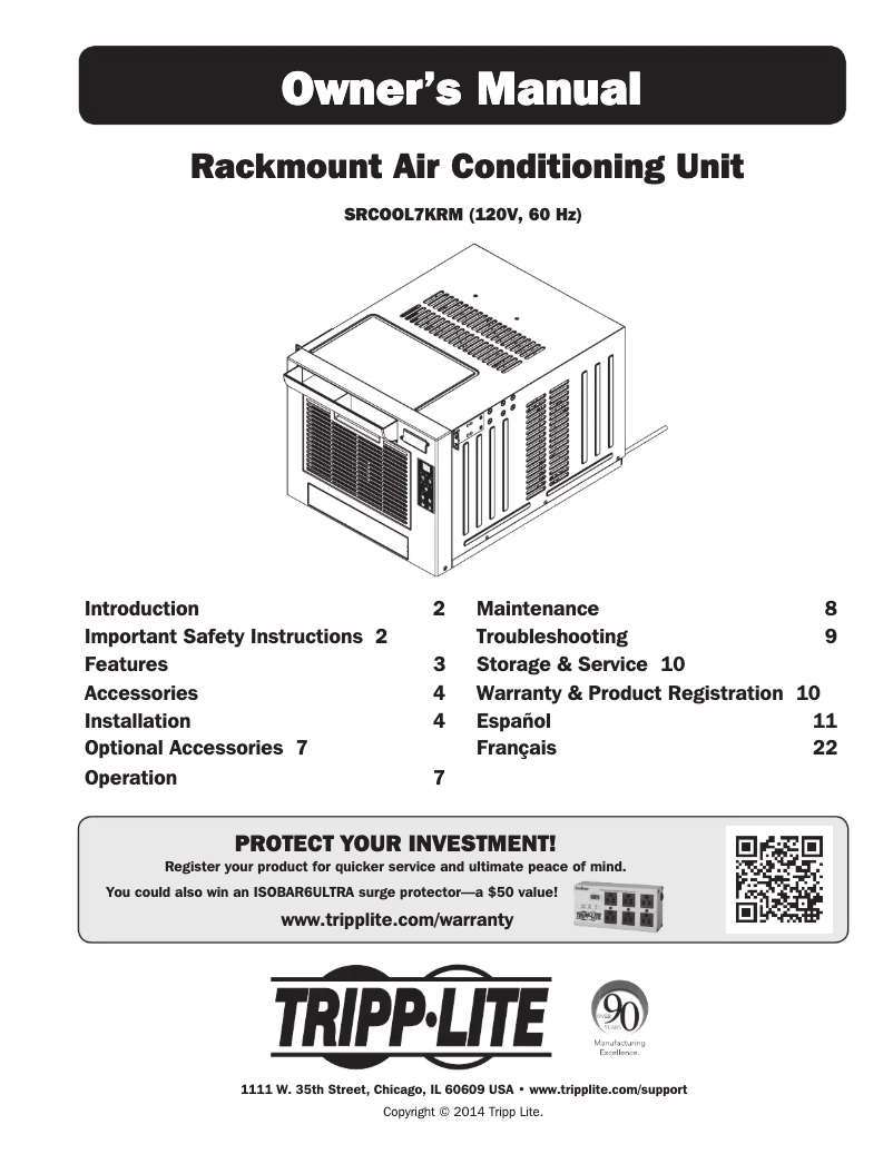 Page 1 de la notice Manuel utilisateur Tripp Lite SRCOOL7KRM