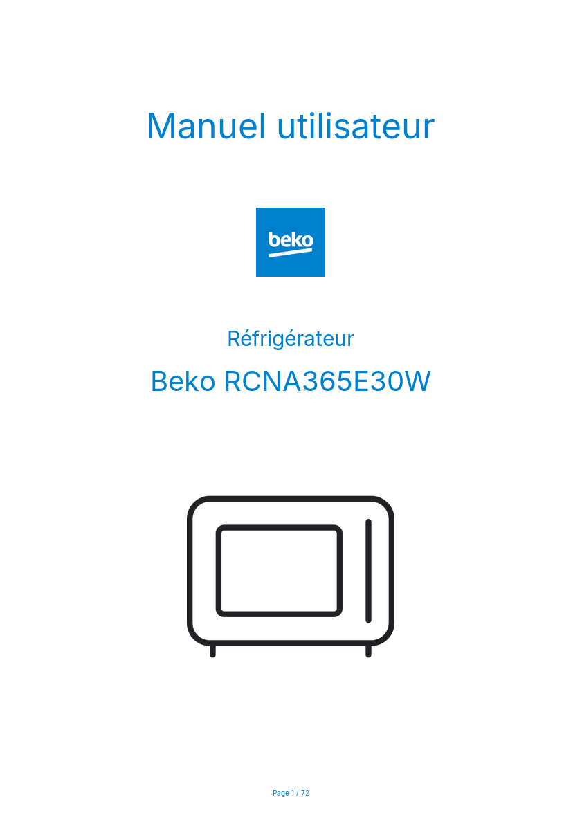 Page n°1 - Manuel utilisateur Beko RCNA365E30W