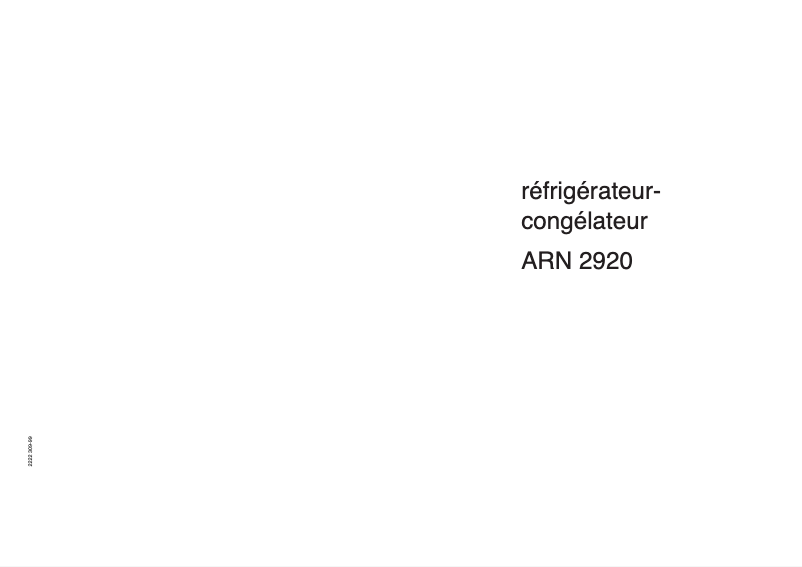 Page n°1 - Manuel utilisateur Arthur Martin-Electrolux ARN2920