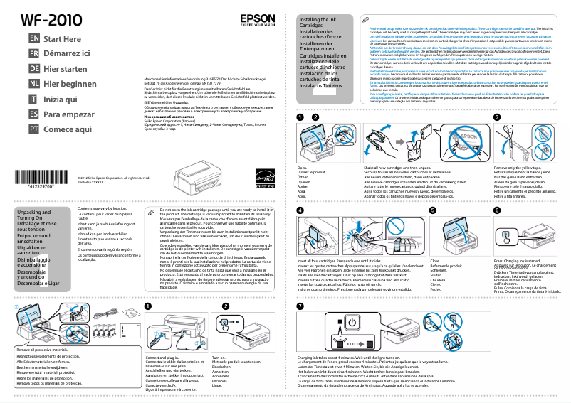 Page 1 de la notice Guide d'installation Epson WorkForce WF-2010W