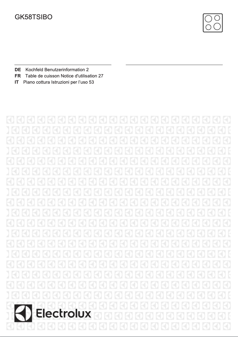 Page 1 de la notice Manuel utilisateur Electrolux GK58TSIBO