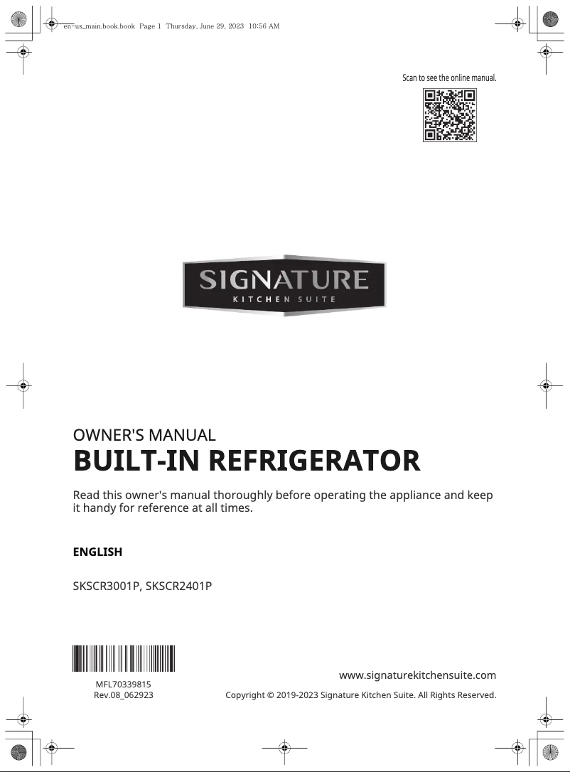 Page 1 de la notice Manuel utilisateur Signature SKSCR2401P