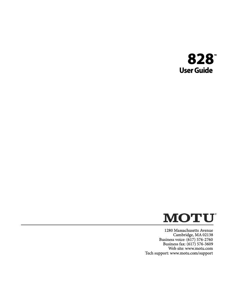 Page n°1 - Manuel utilisateur Motu 828 Original