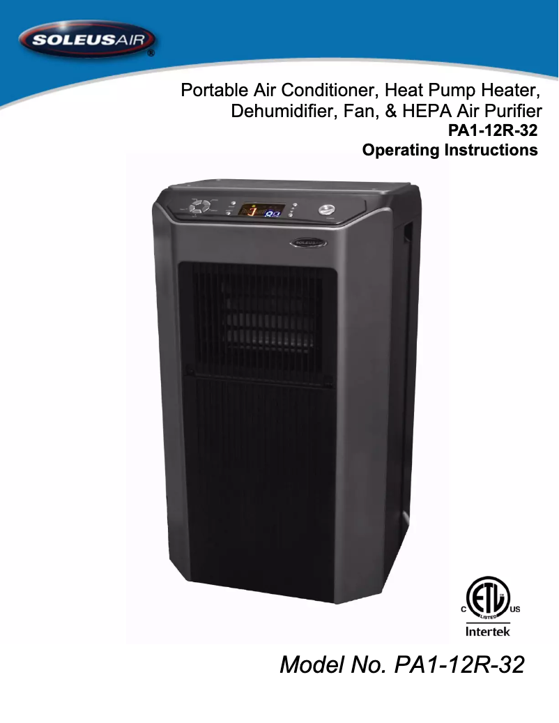 Página 1 del manual Manual de usuario SoleusAir PA1-12R-32