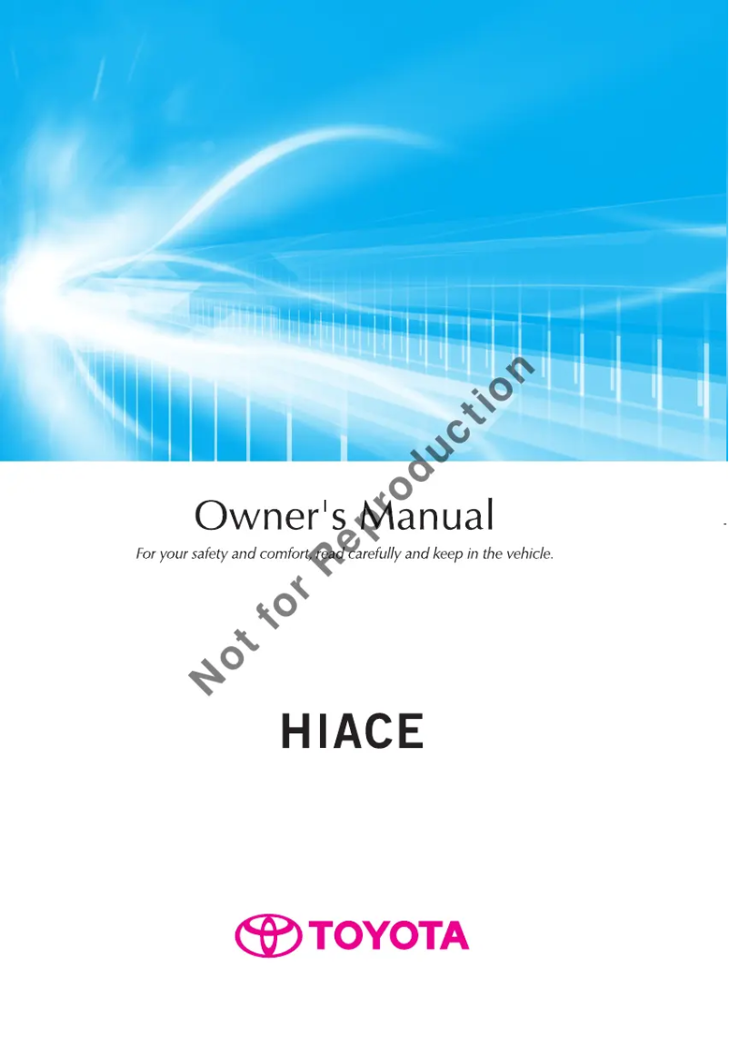 Image de la première page du manuel de l'appareil HiAce (2013)