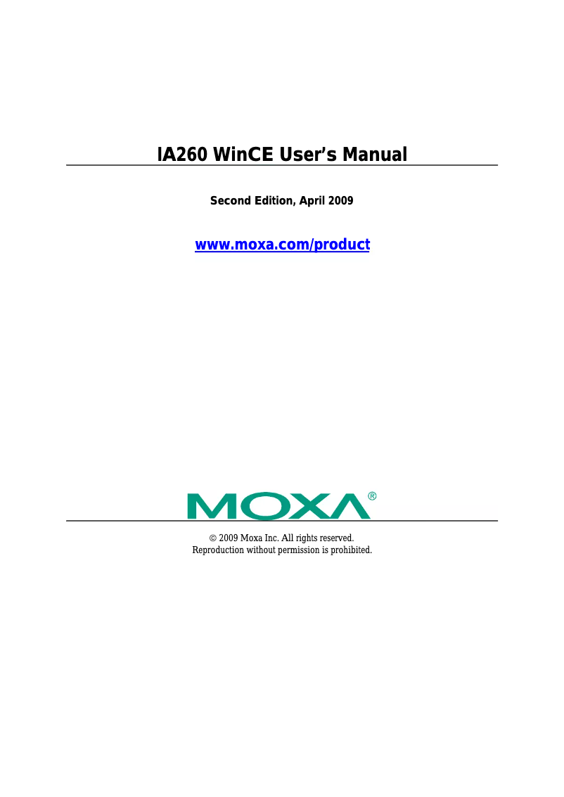 Page 1 de la notice Manuel utilisateur Moxa IA260-T-CE