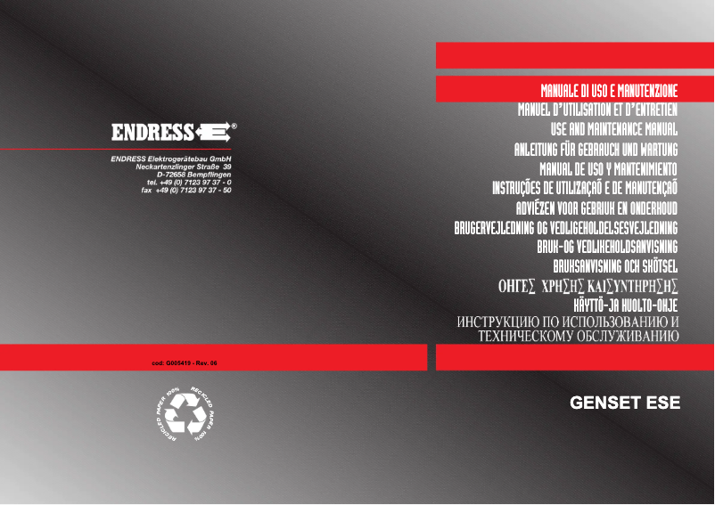 Page n°1 - Manuel utilisateur Endress ESE 604 DYS DI