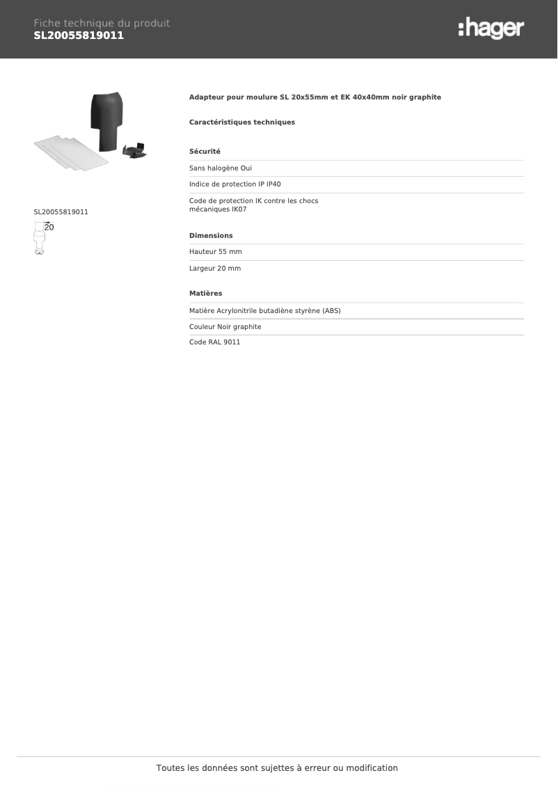 Image de la première page du manuel de l'appareil SL20055819011