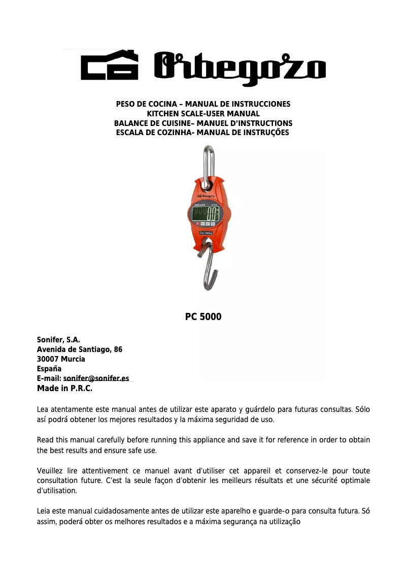 Page n°1 - Manuel utilisateur Orbegozo PC 5000