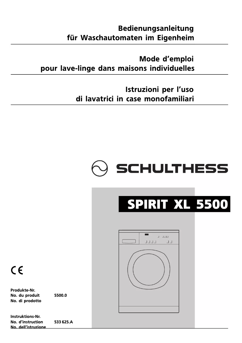 Page n°1 - Manuel utilisateur Schulthess Spirit XL 5500