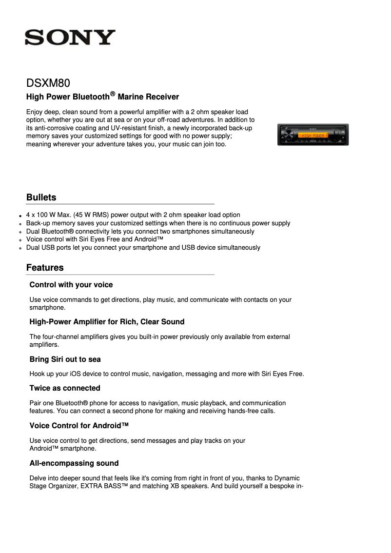 Image de la première page du manuel de l'appareil DSX-M80