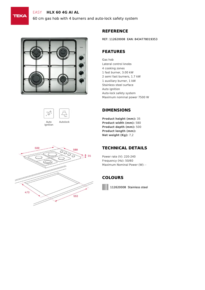 Page n°1 - Manuel utilisateur Teka HLX 60 4G
