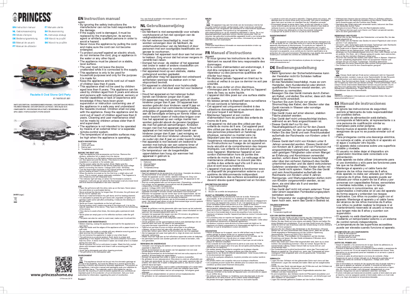 Image de la première page du manuel de l'appareil Raclette 8 Oval Stone Grill Party 162720