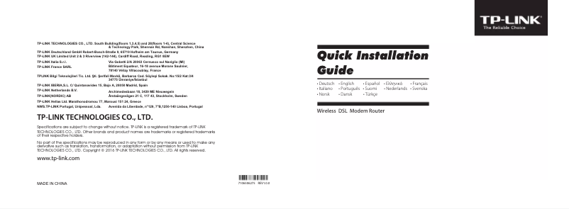 Page n°1 - Guide d'installation TP-Link TL-WR940N