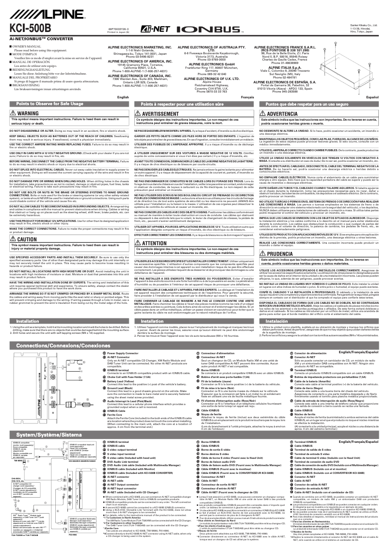 Image de la première page du manuel de l'appareil KCI-500B