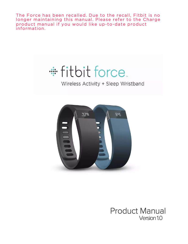 Page 1 de la notice Manuel utilisateur Fitbit Force