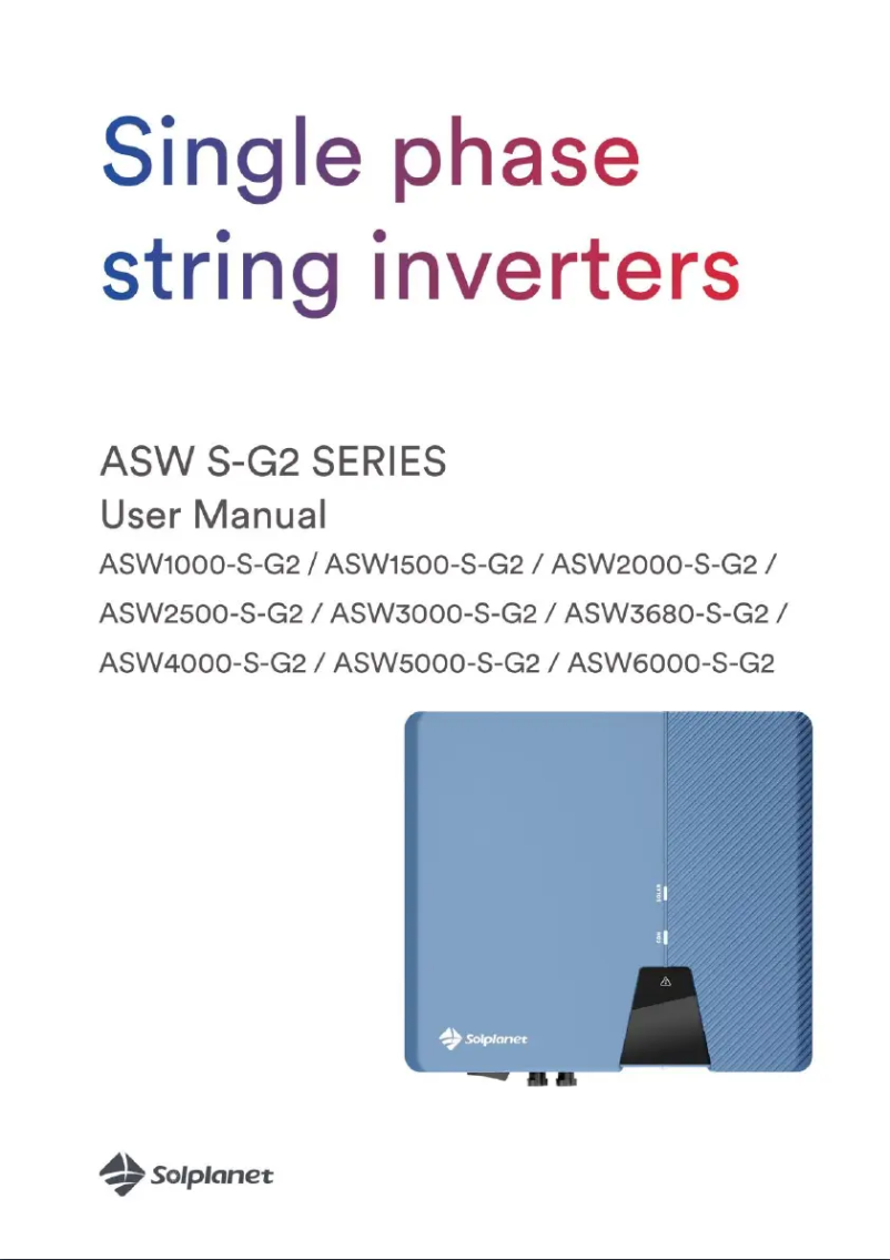 Page 1 de la notice Manuel utilisateur Solplanet ASW5000-S-G2