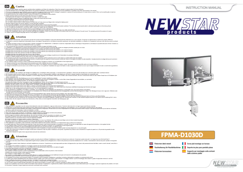 Page 1 de la notice Manuel utilisateur Newstar FPMA-D1030D
