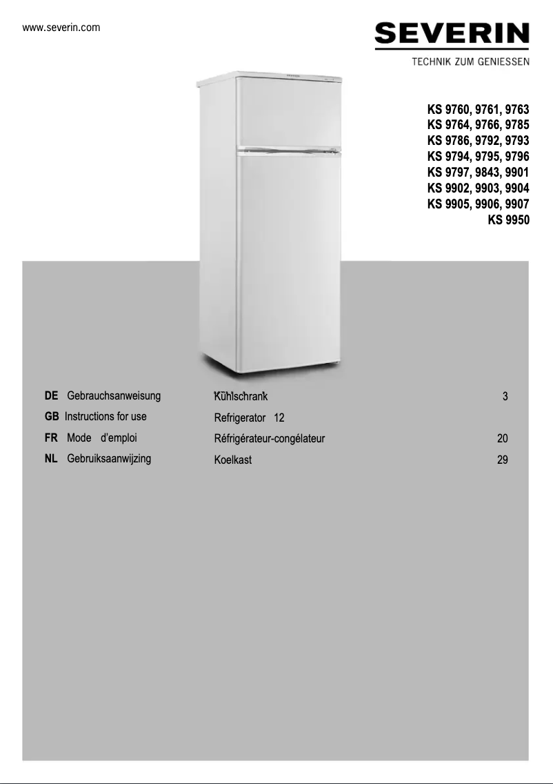 Page n°1 - Manuel utilisateur Severin KS 9905