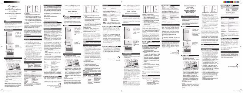 Page 1 de la notice Manuel utilisateur Oregon Scientific THGN122N